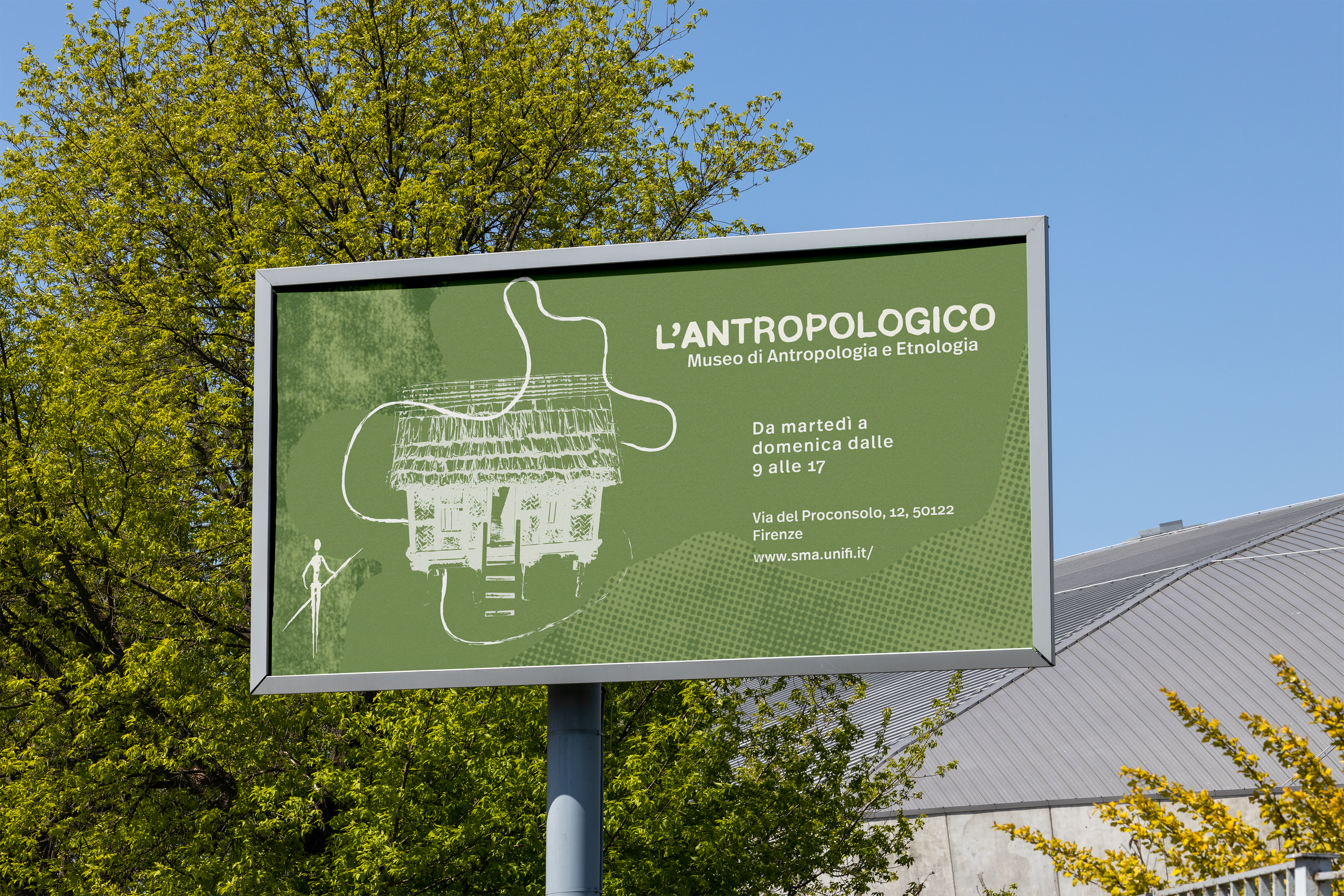 IED museum billboard mockup in green